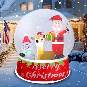 Inflatable Christmas Snow Globe with Santa and Snowman